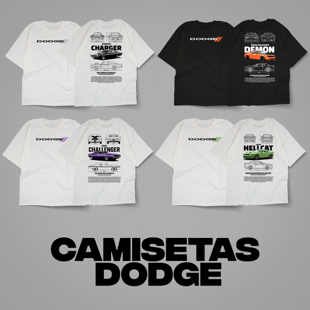 Camiseta Carros Dodges Clássicos e modernos 100% algodão