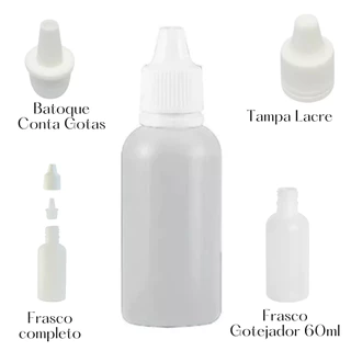 Frasco Plástico Gotejador De 60ml Conta Gotas 30 Unidades Tampa Lacre