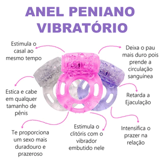 🍆 KIT 3 Anel Peniano C/ Vibro Massageador Prolonga Ereção SEX SHOP