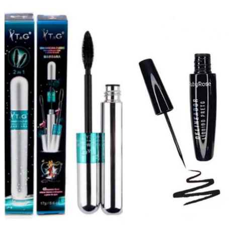 KIT DELINEADOR LIQUIDO PRETO Ruby Rose + RÍMEL 4D MÁSCARA DE CÍLIOS TANGO