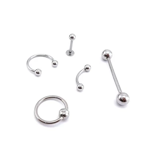 kit 5 Piercing Tragus Sobrancellha Língua Nariz Septo Seio Mamilo Aço Cirúrgico hipoalergênico Labret Captive Ferradura Bananinha