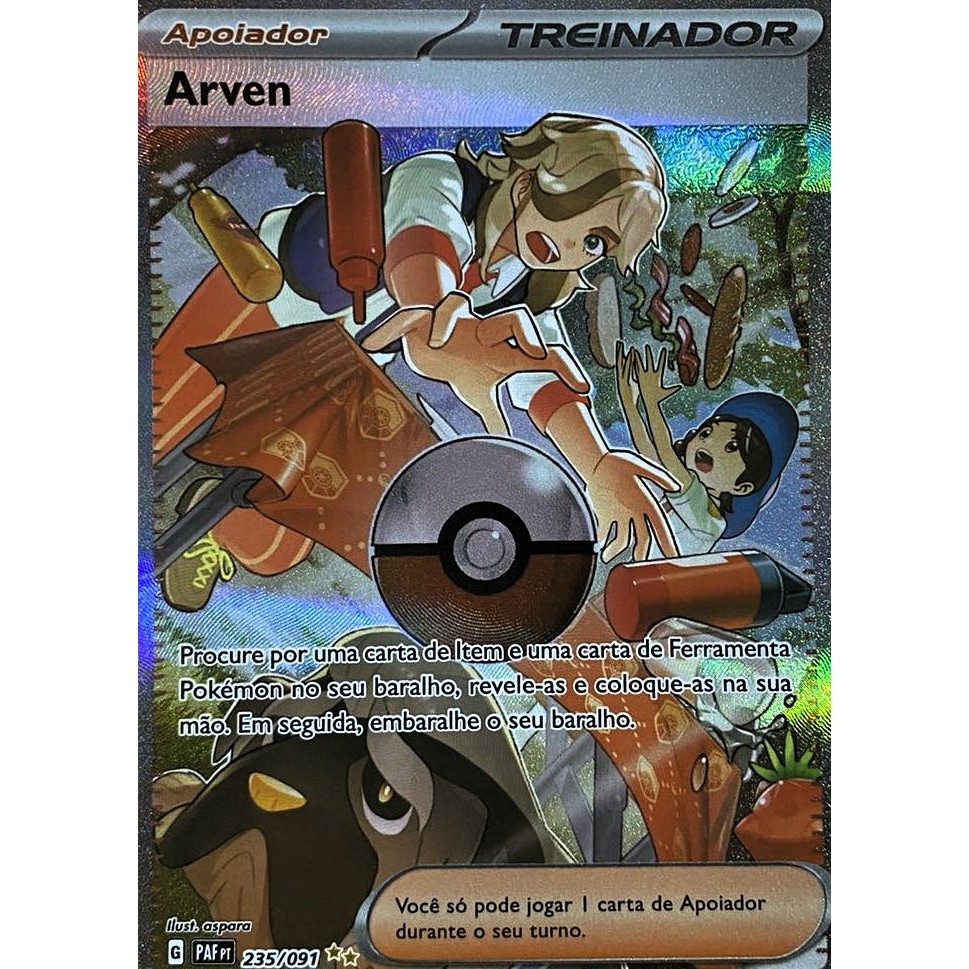 Carta treinador Arven Arte Especial Coleção Destinos de Paldea Pokemon ...