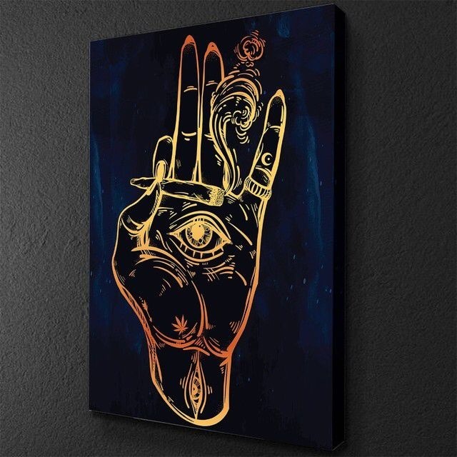 Quadro Decorativo Psicodélico 20x30cm Mão Olho