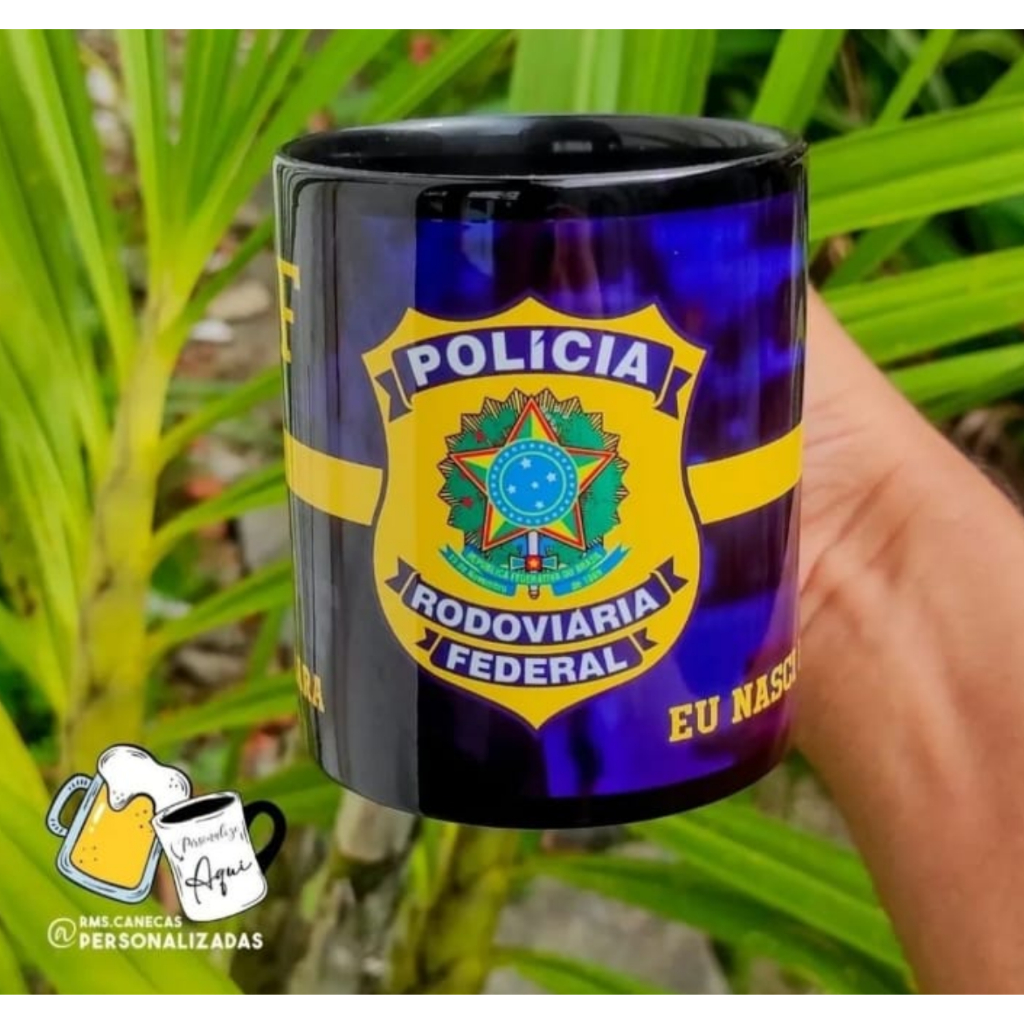 Caneca Preta PRF + MousePad Personalizado