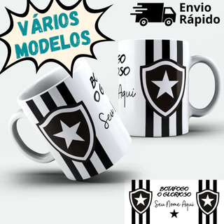 Caneca Botafogo Personalizada Escudo + Nome + Hino / Caricatura + Nome + Escudo