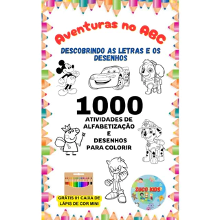 1000 atividades de alfabetização e desenhos para colorir ( encadernamento disponível) em Oferta na Shopee