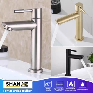 Torneira Inox Sus304 Bacia Do Banheiro Único Água Fria Torneira Reta Pilar
