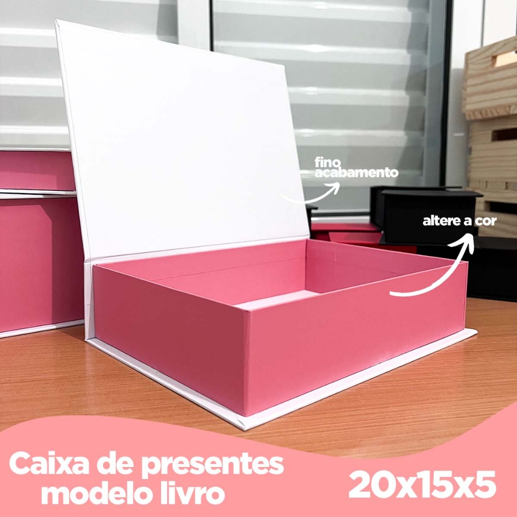 Kit 15 unidades Caixa livro em Cartonagem 20x15x5 - Caixa Presentes Padrinhos Namorados Batizados