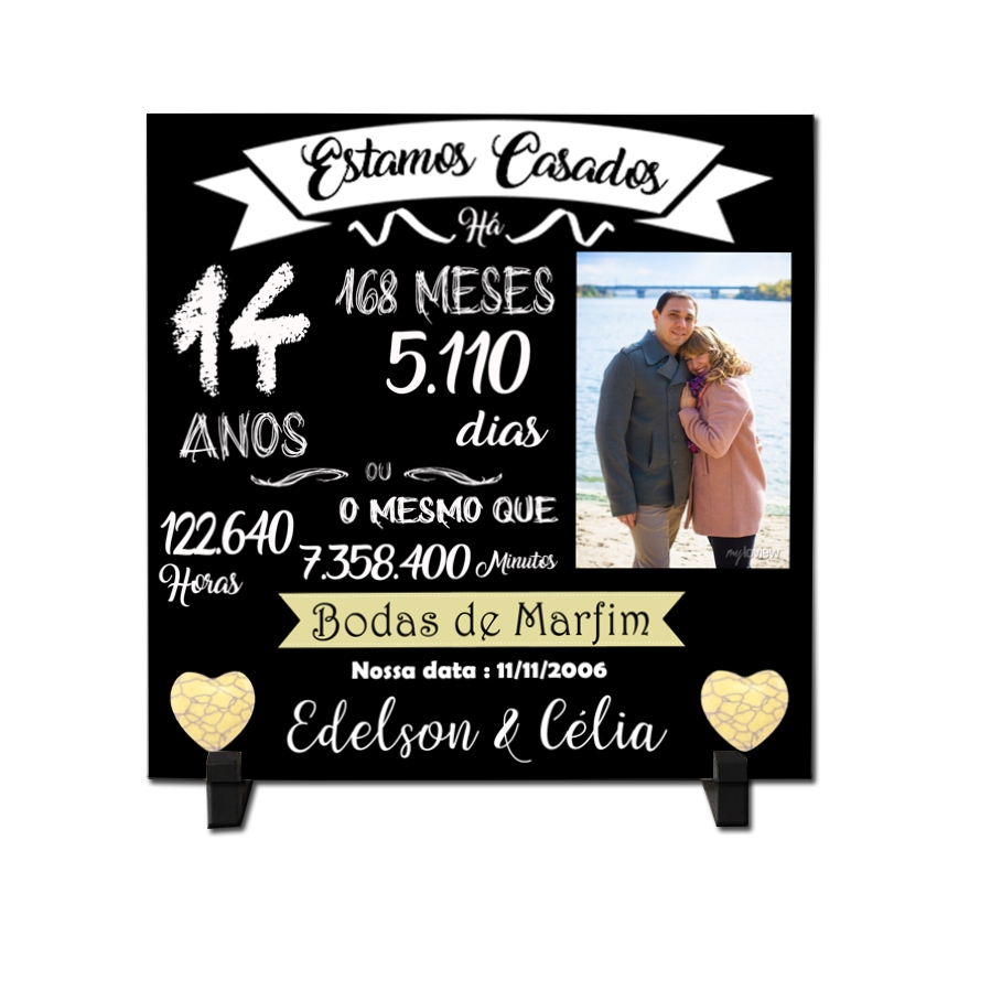 Azulejo Personalizado Bodas De Marfim 14 Anos De Casados Shopee Brasil 6593