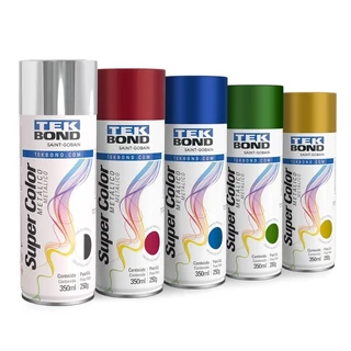 Tinta Spray Metalico Tekbond Super Color 350ml Cores Variadas (azul, bronze, cobre, cromado, dourado, ouro, prata, preto, verde, vermelho Metalico)