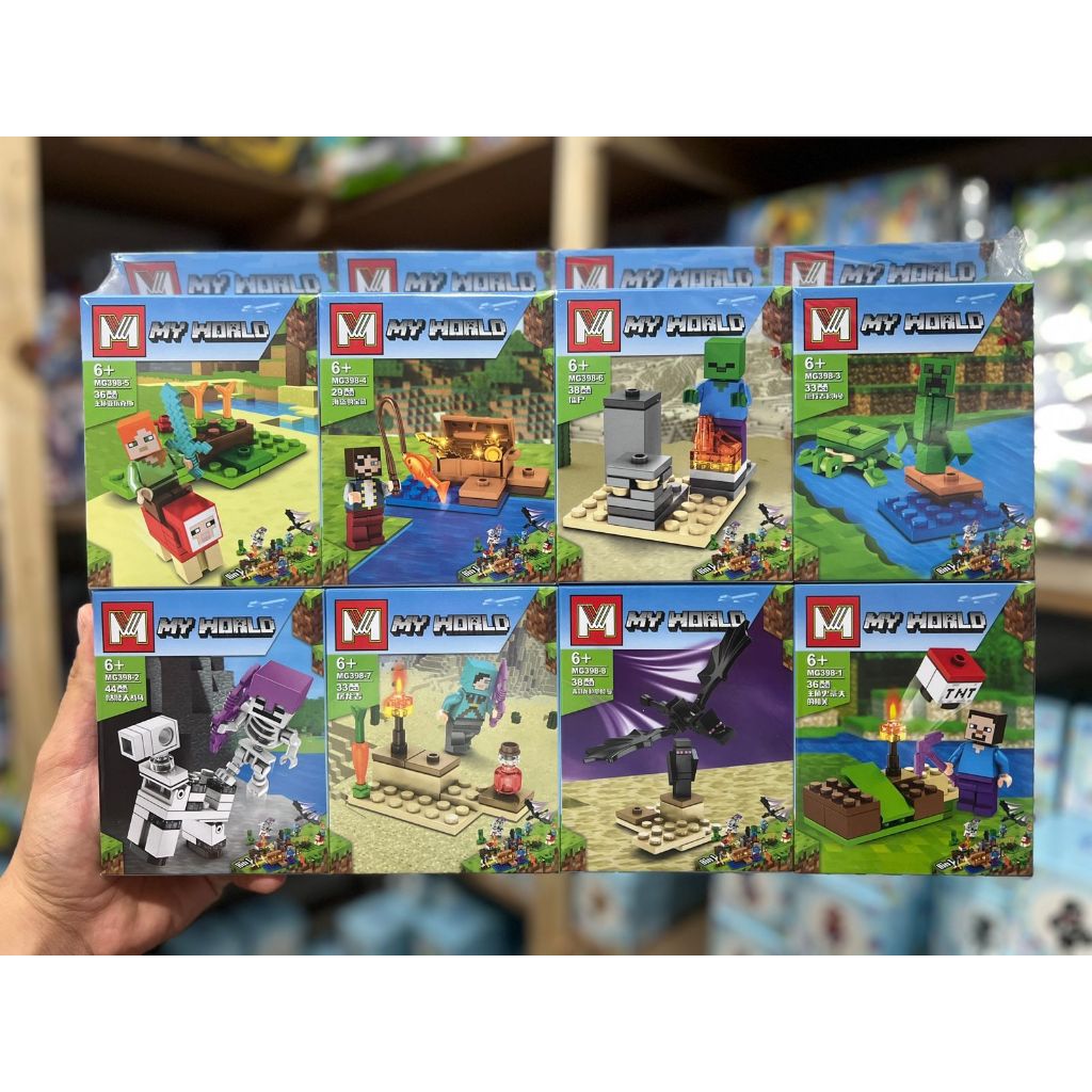 Kit Lego Minecraft Cidade Com Dragão 8 Bonecos Diferentes - ENVIO IMEDIATO