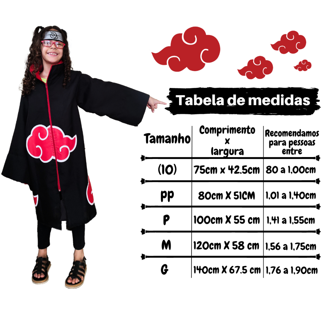 Manto da Akatsuki Completo Kit Bandana + Kunai + Shuriken + Selo
