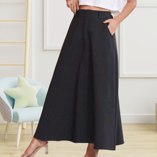 Saia Longa Feminina com Bolso Rodada - Acompanha 1 Cinto - Moda Evangélica NO-73