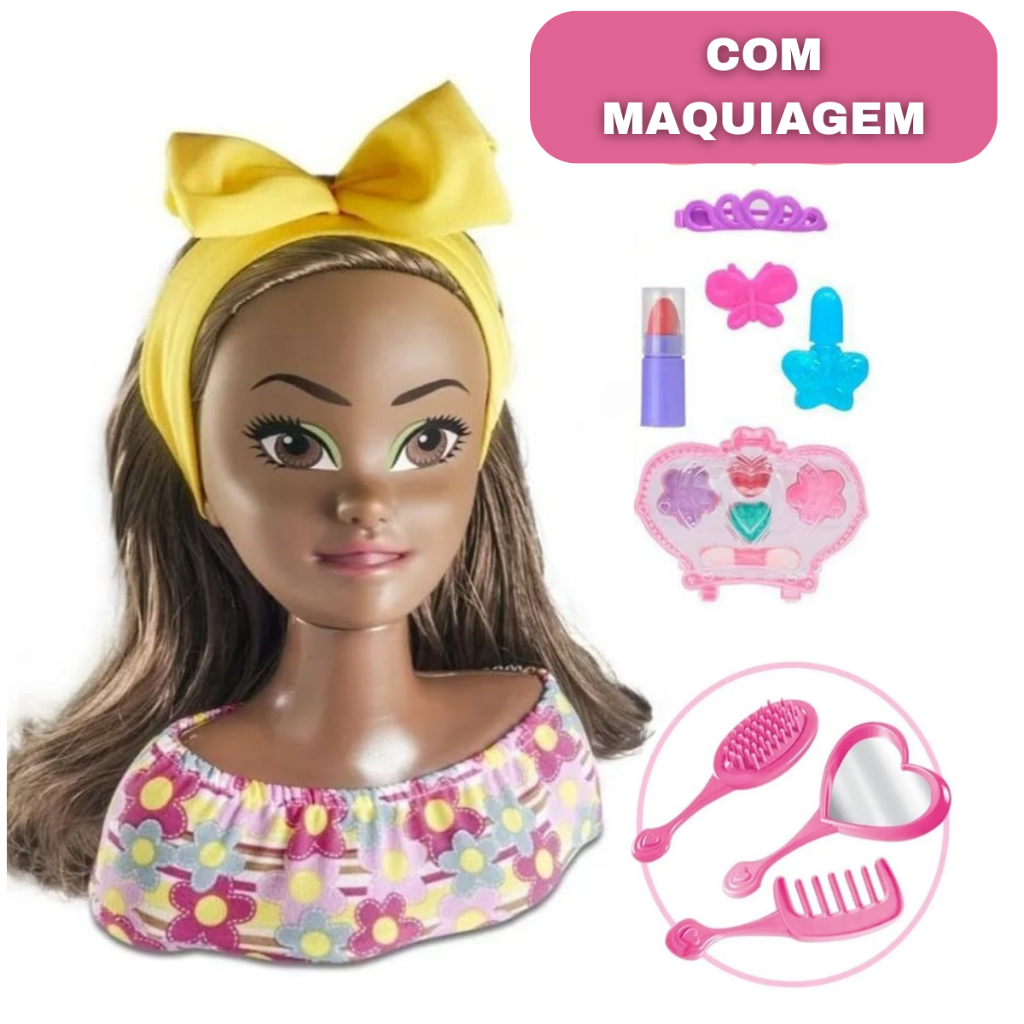 Boneca Busto P/ Pentear E Maquiar Maquiagem E Acessórios Novo Modelo ...