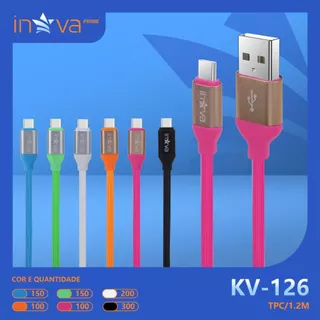 Kit 20pcs Cabo turbo emborrachado para celular v8/tipo-c/ lightining resistente colorido Inova Original