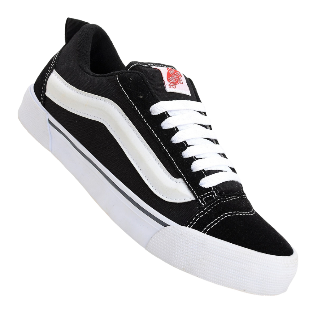 Vans Vault KNU-Skool VR3 LX Bordado Vintage Junto Tênis Casual Skate Preto E Branco