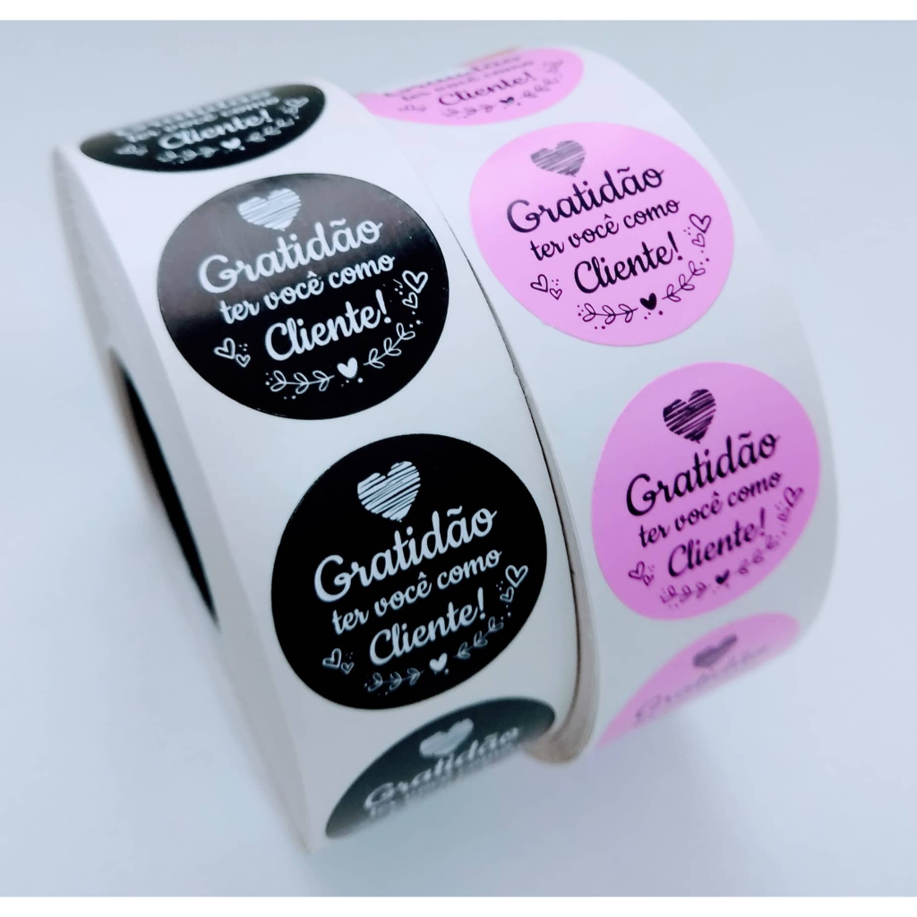 500 Etiquetas Adesivas Gratidão Ter Você Como Cliente Rosa