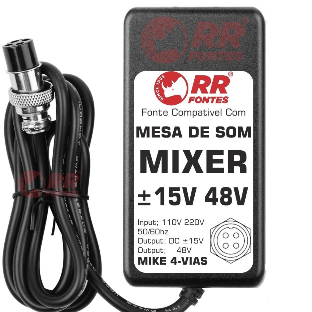 Fonte Carregador DC 15v 48v Mesa De Som Mixer Som Jiaxi F7usb