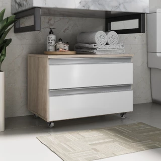 Gabinete Banheiro Rodinhas JOIA 60CM 02 GAVETAS