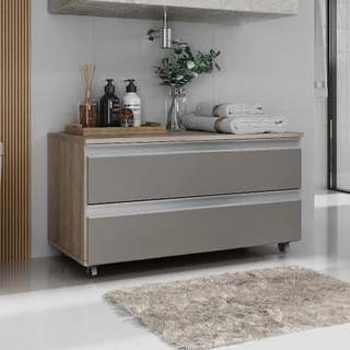Gabinete Banheiro Rodinhas JOIA 80CM 02 GAVETAS