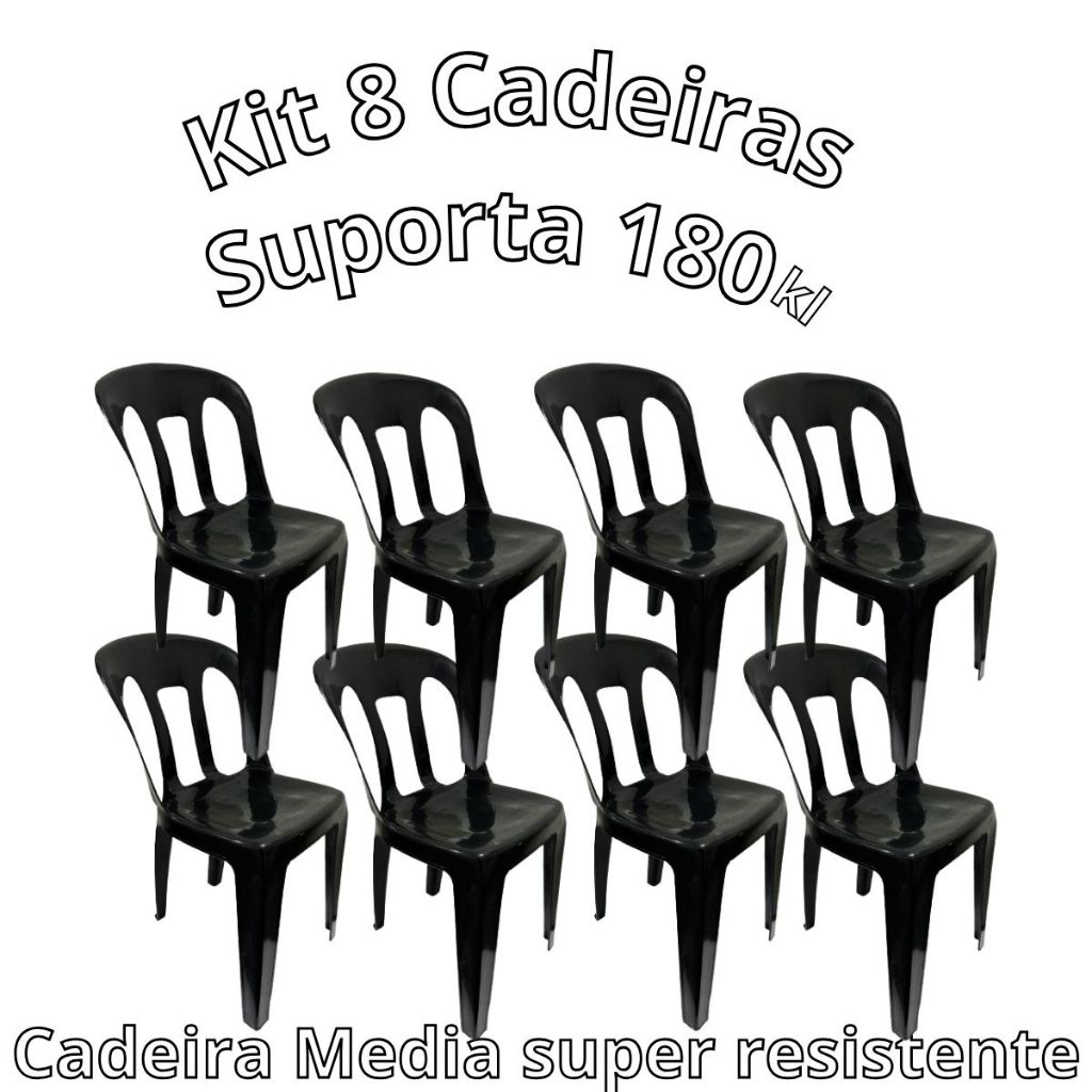 Kit 8 cadeiras Cadeira Plastica Resistente