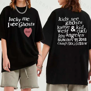 Camiseta Basica Algodao Kanye West Kid Cudi Kids See Ghosts Lucky Mee Unissex