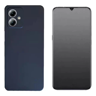 Capa Capinha Aveludada + Pelicula Fosca Privacidade Para Moto G54