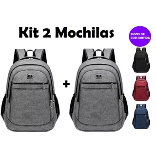 Kit 2 Mochilas Bolsa Viagem Resistente Impermeável Coreana Masculina Feminina - Cor Aleatória