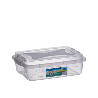 Kit 2 Caixas Organizadoras 1.5L Multiuso Pequenas Transparente Tampa com Trava Brinquedos Livros Cabos