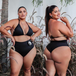Biquini Cortininha feminino Plus Size Semi fio GG Modelo Curve Praia piscina