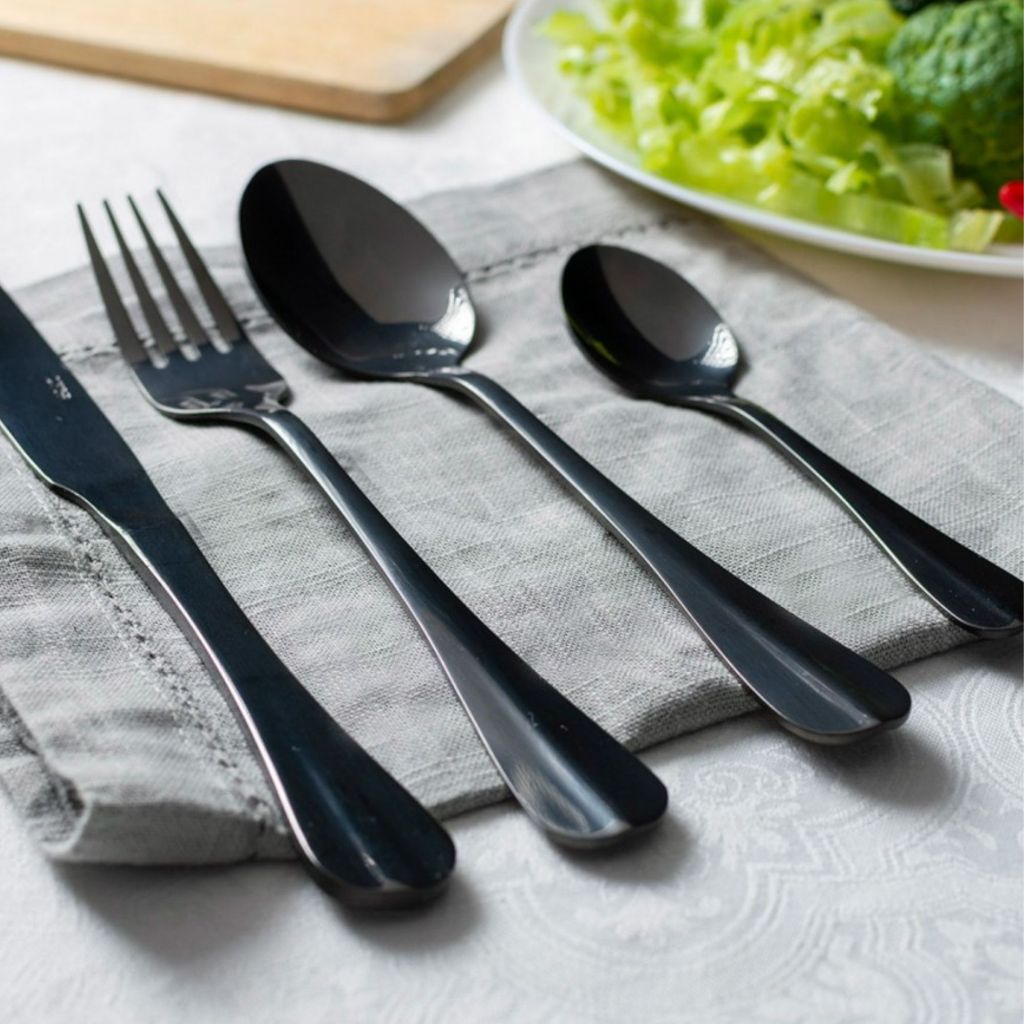 Faqueiro talheres preto Linha Premium 24 peças aço inox Lyor ...