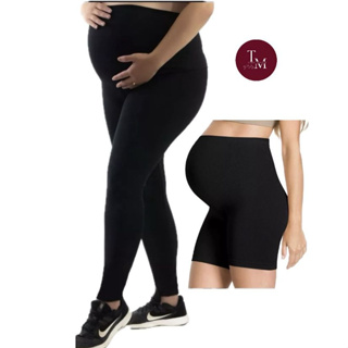 Kit Calça e Short Legging Gestante Gravida Cós Alto Confortável Maternidade Gestação Feminina