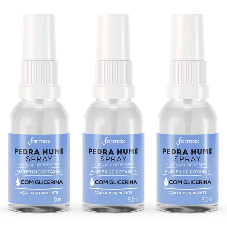 Kit 3un Pedra Hume Pura em Spray - 20g