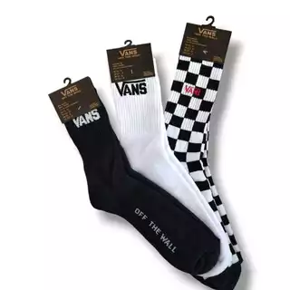 Kit 3 Meias Skate VNS Esportivas Casual Socks Quadriculada Básica Branca Preta