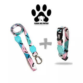 Kit Coleira + Guia para Cachorro - disponívei nos tamanhos P M e G com guia padrão de 1,20m