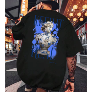 Camiseta Oversized Estampado Estatua Roma Streetwear Camisa 100% Algodão