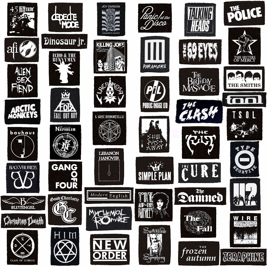 Patch Post-Punk, Gothic Rock, Deathrock, Darkwave e Indie - Patches logo silk serigrafia