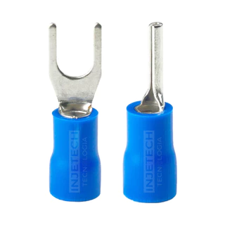 Kit Terminal Isolado Pino E Garfo Azul 1,5 A 2,5mm (50pçs)