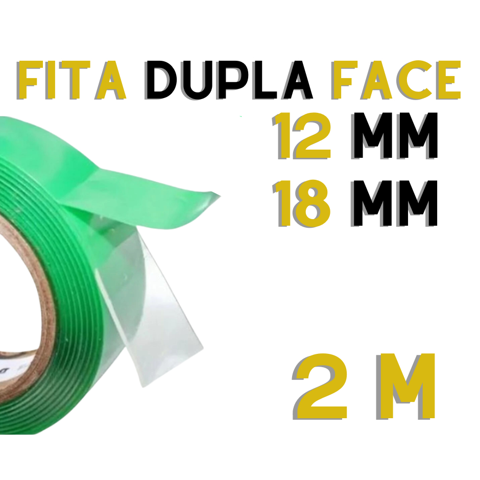 Fita Dupla Face Fixa Forte Transparente com 2 metros - Melhora o Preço