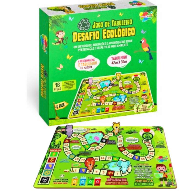 Jogo Tabuleiro Desafio Ecológico em MDF Brinquedo Educativo e Pedagógco ...