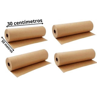 Kit 4 Rolos De Papel Semi Kraft Bobina 30cm x 50 Metros