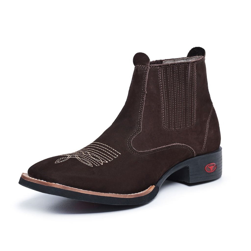 Bota Botina Texana Country Masculina Rodeio Bico Quadrado Em Couro ...