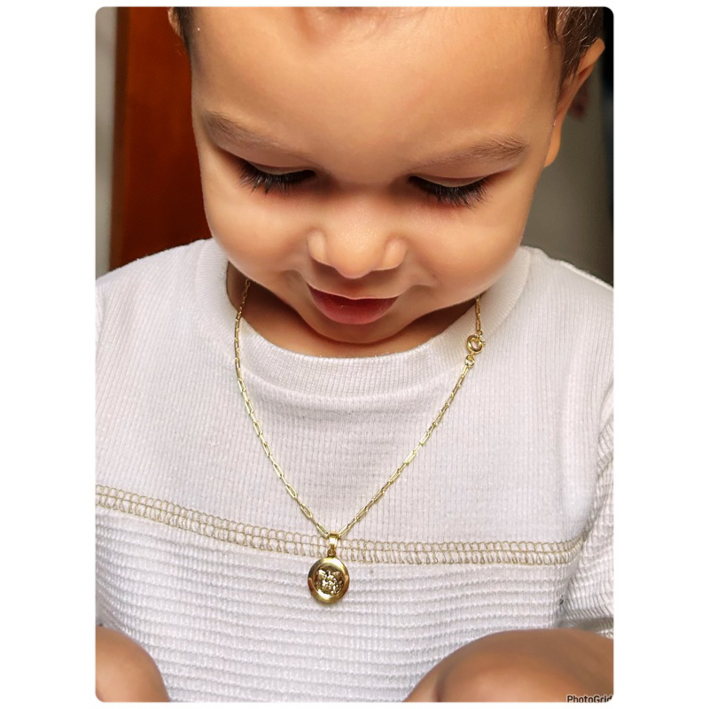 Corrente Infantil Colar Bebê Menino Menina Banhado a Ouro 18k Hipoalergênico