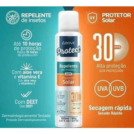 Protetor Solar Aerosol Above Protec FPS 30 com Repelente de insetos 150 ml