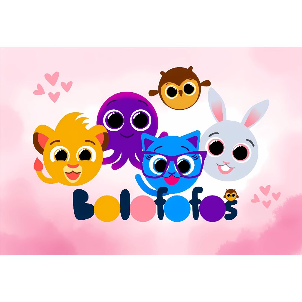 Painel em Lona Tema Bolofofos Menina 1,00x0,80