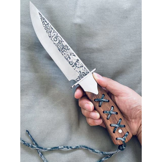 Faca De Caça Pesca Churrasco Luxo Fulltang Inox 38cm Hz-1184