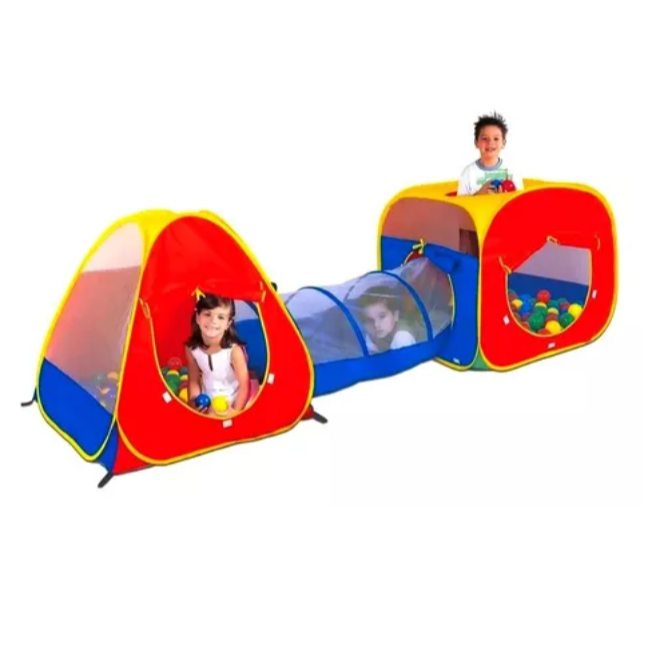 Toca Túnel 3 Em 1 Barraca Cabana Infantil + Melhor Preço > Produto Novo