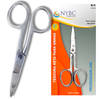 Tesoura de Unha Reta Inox 3 5/8" - NYBC Beauty - Corte Preciso e Ponta Larga