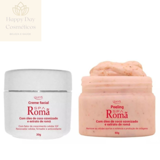Kit Skin Care Creme Facial e Peeling Romã - Hidrantante Facial Antirrugas e Antissinais - Com Óleo de Coco Ozonizado e Extrato de Romã