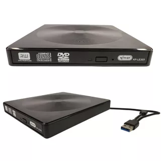 Leitor de Cd e DVD Externo Para Notebook Pc Usb 3.0 e Tipo C Portátil 5 Gbps Plug and Play